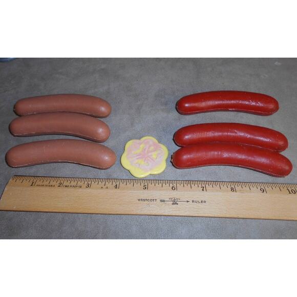 Plastic Play Food Lot: Bottles, Cans, Hot Dogs, Eggs, Cheese, Butter - Picture 9 of 9